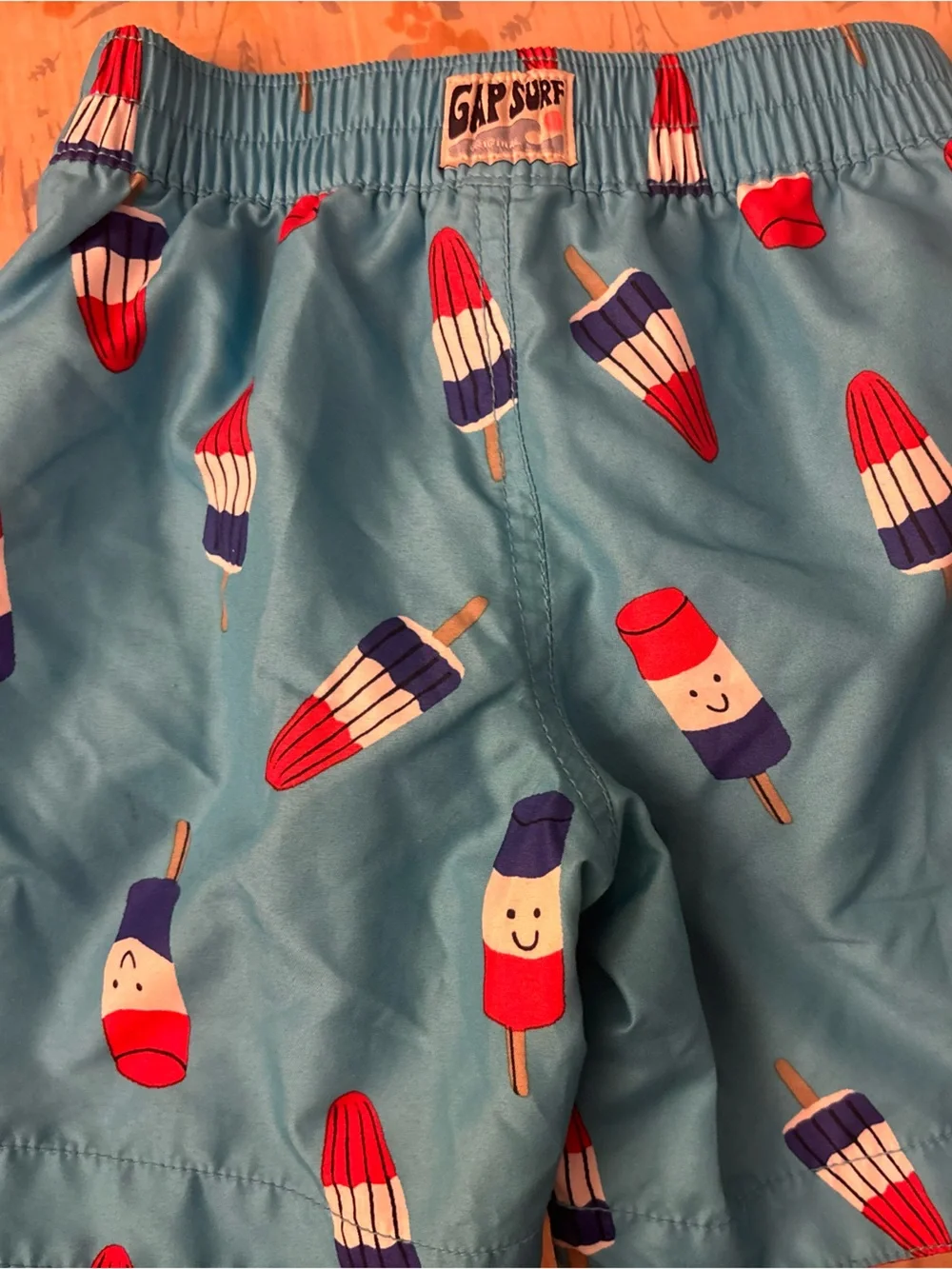GAP Light Blue Popsicle Print Swim Shorts with Red Drawstring